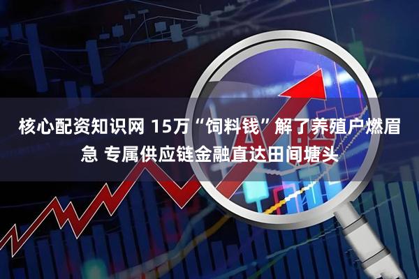 核心配资知识网 15万“饲料钱”解了养殖户燃眉急 专属供应链金融直达田间塘头